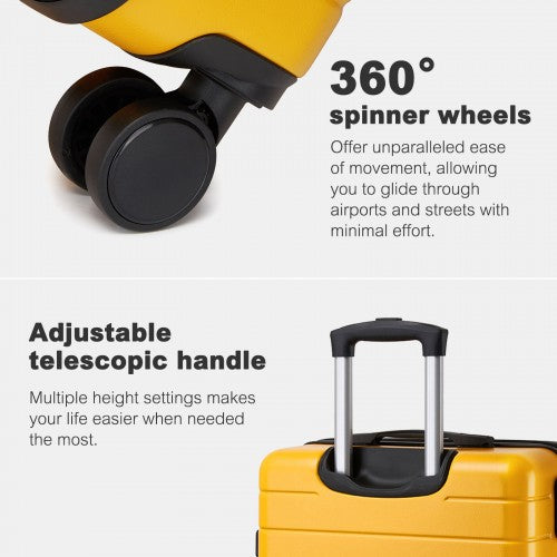 KSN2691 - 3-Piece Hard Shell Luggage Set (20/24/28 Inch), Lightweight ABS Suitcases with Silent Wheels & Combination Locks - Yellow
