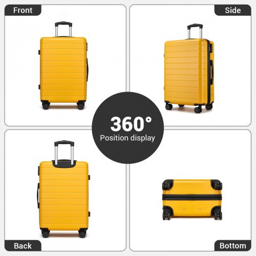 KSN2691 - 3-Piece Hard Shell Luggage Set (20/24/28 Inch), Lightweight ABS Suitcases with Silent Wheels & Combination Locks - Yellow