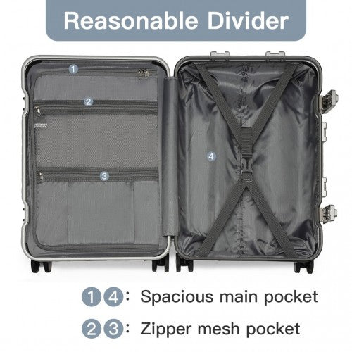 KSS2481 - Supercase Durable 20 Inch PC Hardshell Aluminum Frame Suitcase With TSA Lock - Black | Neil's Luggage Store