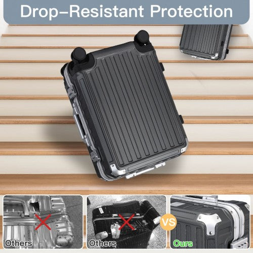 KSS2481 - Supercase Durable 20 Inch PC Hardshell Aluminum Frame Suitcase With TSA Lock - Black | Neil's Luggage Store