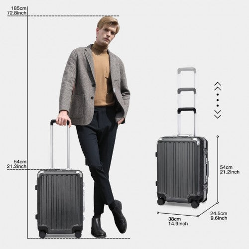 KSS2481 - Supercase Durable 20 Inch PC Hardshell Aluminum Frame Suitcase With TSA Lock - Black | Neil's Luggage Store