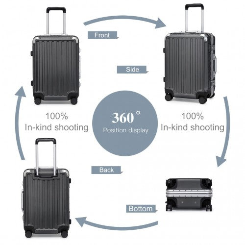 KSS2481 - Supercase Durable 20 Inch PC Hardshell Aluminum Frame Suitcase With TSA Lock - Black | Neil's Luggage Store