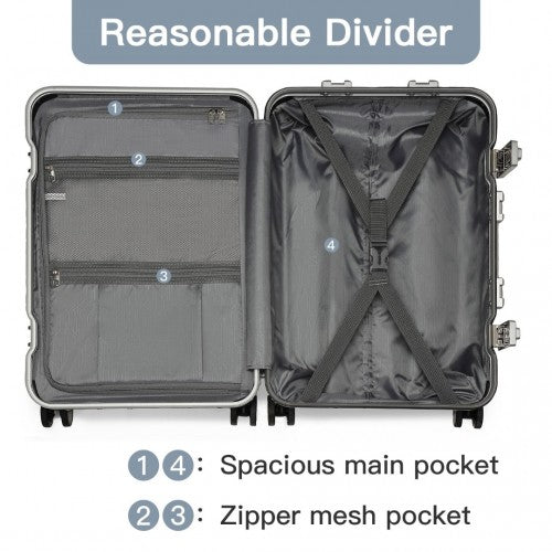 KSS2481 - Supercase Durable 20 Inch PC Hardshell Aluminum Frame Suitcase With TSA Lock - Nude | Neil's Luggage Store