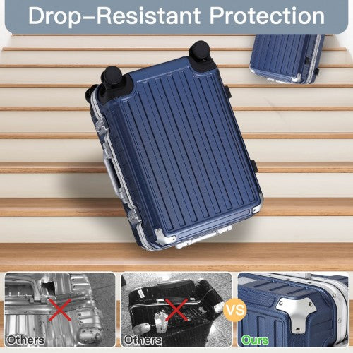 KSS2481 - Supercase Durable 20 Inch PC Hardshell Aluminum Frame Suitcase With TSA Lock - Navy | Neil's Luggage Store