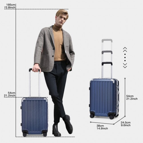 KSS2481 - Supercase Durable 20 Inch PC Hardshell Aluminum Frame Suitcase With TSA Lock - Navy | Neil's Luggage Store