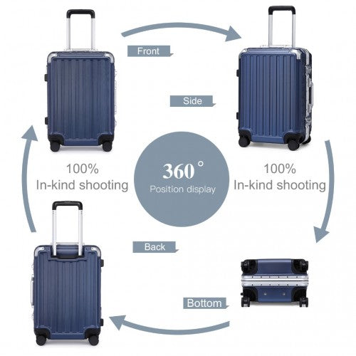 KSS2481 - Supercase Durable 20 Inch PC Hardshell Aluminum Frame Suitcase With TSA Lock - Navy | Neil's Luggage Store