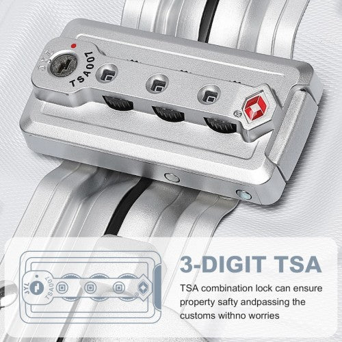KSS2481 - Supercase Durable 20 Inch PC Hardshell Aluminum Frame Suitcase With TSA Lock - White | Neil's Luggage Store