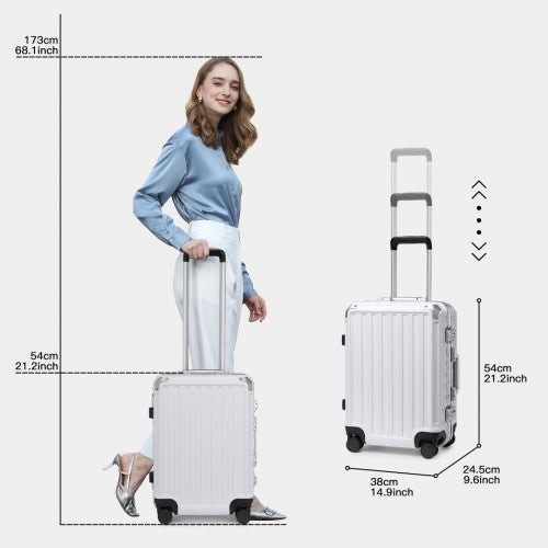 KSS2481 - Supercase Durable 20 Inch PC Hardshell Aluminum Frame Suitcase With TSA Lock - White | Neil's Luggage Store