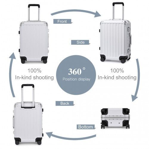 KSS2481 - Supercase Durable 20 Inch PC Hardshell Aluminum Frame Suitcase With TSA Lock - White | Neil's Luggage Store