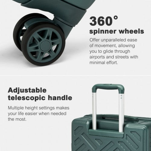 KSS2495 - Supercase 24 Inch Sleek Geometric Pattern Hard Shell ABS+PC Check-In Suitcase with TSA Lock for Effortless Travel - Military Green | Neil's Luggage Store