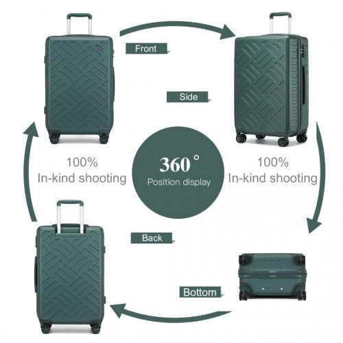 KSS2495 - Supercase 24 Inch Sleek Geometric Pattern Hard Shell ABS+PC Check-In Suitcase with TSA Lock for Effortless Travel - Military Green | Neil's Luggage Store