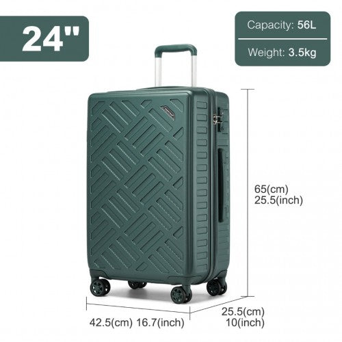 KSS2495 - Supercase 24 Inch Sleek Geometric Pattern Hard Shell ABS+PC Check-In Suitcase with TSA Lock for Effortless Travel - Military Green | Neil's Luggage Store