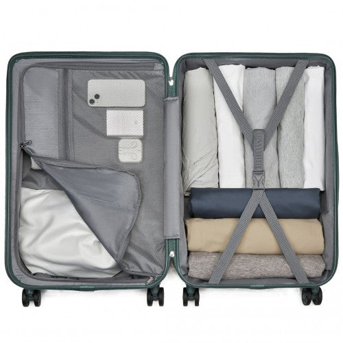 KSS2495 - Supercase 24 Inch Sleek Geometric Pattern Hard Shell ABS+PC Check-In Suitcase with TSA Lock for Effortless Travel - Military Green | Neil's Luggage Store