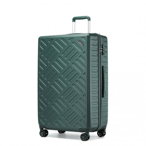 KSS2495 - Supercase 28 Inch Sleek Geometric Pattern Hard Shell ABS+PC Check-In Suitcase with TSA Lock for Effortless Travel - Military Green | Neil's Luggage Store