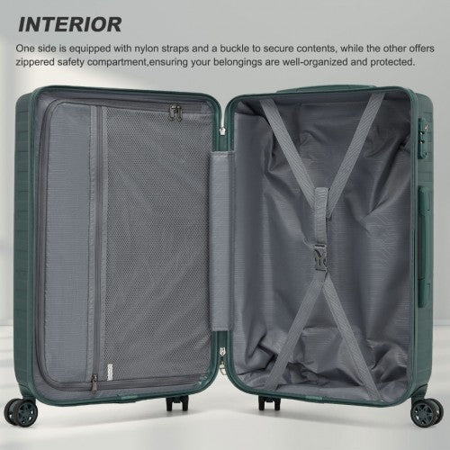 KSS2495 - Supercase 24 Inch Sleek Geometric Pattern Hard Shell ABS+PC Check-In Suitcase with TSA Lock for Effortless Travel - Military Green | Neil's Luggage Store