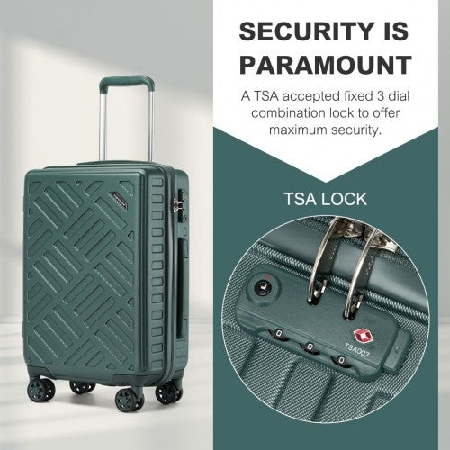 KSS2495 - Supercase 24 Inch Sleek Geometric Pattern Hard Shell ABS+PC Check-In Suitcase with TSA Lock for Effortless Travel - Military Green | Neil's Luggage Store