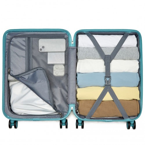 KSS2495 - Supercase 20 Inch Sleek Geometric Pattern Hard Shell ABS+PC Cabin Carry-On Suitcase with TSA Lock - Blue | Neil's Luggage Store