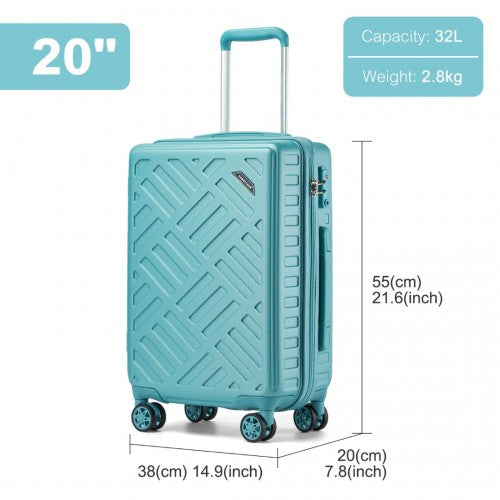 KSS2495 - Supercase 20 Inch Sleek Geometric Pattern Hard Shell ABS+PC Cabin Carry-On Suitcase with TSA Lock - Blue | Neil's Luggage Store