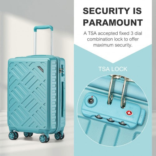 KSS2495 - Supercase 20 Inch Sleek Geometric Pattern Hard Shell ABS+PC Cabin Carry-On Suitcase with TSA Lock - Blue | Neil's Luggage Store