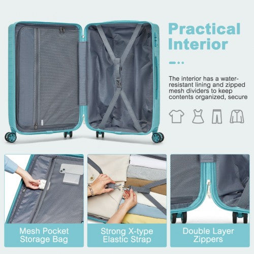 KSS2495 - Supercase 20 Inch Sleek Geometric Pattern Hard Shell ABS+PC Cabin Carry-On Suitcase with TSA Lock - Blue | Neil's Luggage Store