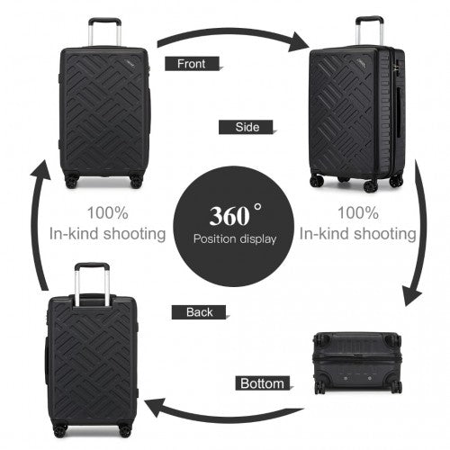 KSS2495 - Supercase 28 Inch Sleek Geometric Pattern Hard Shell ABS+PC Check-In Suitcase with TSA Lock for Effortless Travel - Black | Neil's Luggage Store