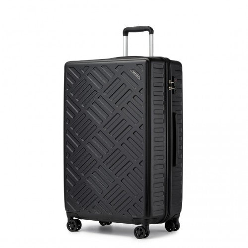 KSS2495 - Supercase 28 Inch Sleek Geometric Pattern Hard Shell ABS+PC Check-In Suitcase with TSA Lock for Effortless Travel - Black | Neil's Luggage Store