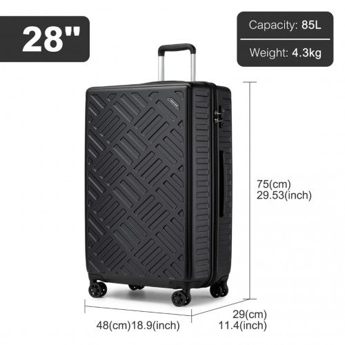 KSS2495 - Supercase 28 Inch Sleek Geometric Pattern Hard Shell ABS+PC Check-In Suitcase with TSA Lock for Effortless Travel - Black | Neil's Luggage Store