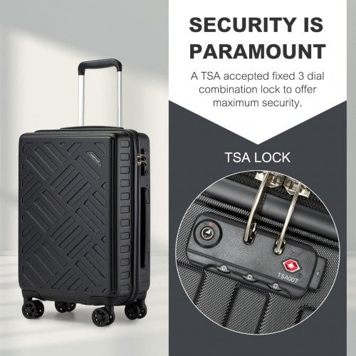 KSS2495 - Supercase 28 Inch Sleek Geometric Pattern Hard Shell ABS+PC Check-In Suitcase with TSA Lock for Effortless Travel - Black | Neil's Luggage Store