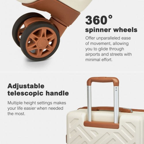 KSS2495 - Supercase 24 Inch Sleek Geometric Pattern Hard Shell ABS+PC Check-In Suitcase with TSA Lock for Effortless Travel - Cream And Brown | Neil's Luggage Store