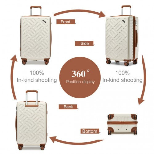 KSS2495 - Supercase 24 Inch Sleek Geometric Pattern Hard Shell ABS+PC Check-In Suitcase with TSA Lock for Effortless Travel - Cream And Brown | Neil's Luggage Store