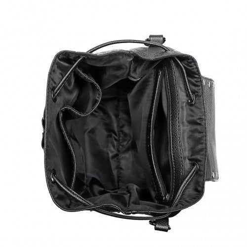 L1414 - Miss Lulu Skull Studded Backpack Shoulder Bag - Black | Neil's Luggage Store