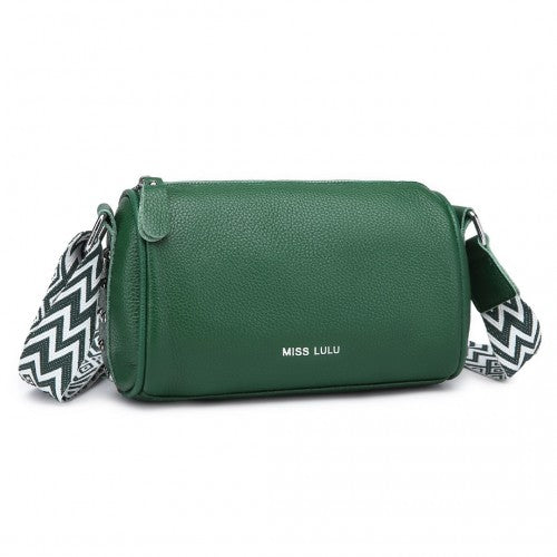 L2309 - Miss Lulu Lightweight Wide Strap Genuine Leather Crossbody Bag - Green | Neil's Luggage Store