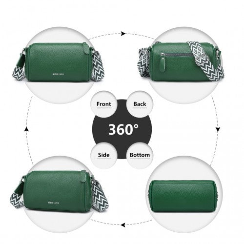 L2309 - Miss Lulu Lightweight Wide Strap Genuine Leather Crossbody Bag - Green | Neil's Luggage Store
