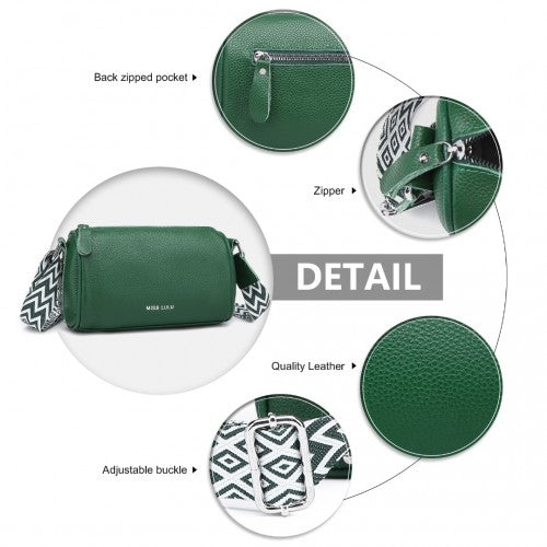 L2309 - Miss Lulu Lightweight Wide Strap Genuine Leather Crossbody Bag - Green | Neil's Luggage Store