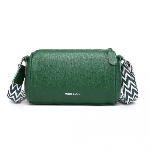 L2309 - Miss Lulu Lightweight Wide Strap Genuine Leather Crossbody Bag - Green | Neil's Luggage Store