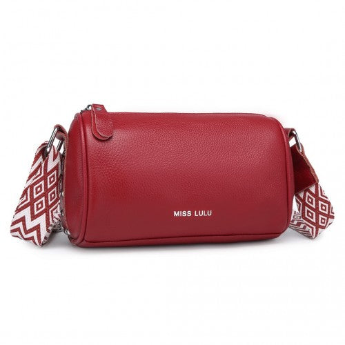 L2309 - Miss Lulu Lightweight Wide Strap Genuine Leather Crossbody Bag - Red | Neil's Luggage Store