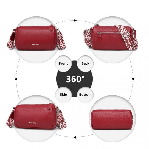 L2309 - Miss Lulu Lightweight Wide Strap Genuine Leather Crossbody Bag - Red | Neil's Luggage Store