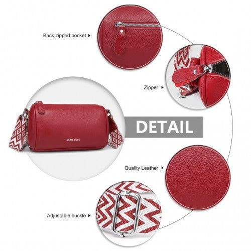 L2309 - Miss Lulu Lightweight Wide Strap Genuine Leather Crossbody Bag - Red | Neil's Luggage Store