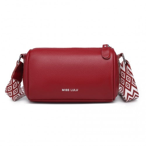 L2309 - Miss Lulu Lightweight Wide Strap Genuine Leather Crossbody Bag - Red | Neil's Luggage Store