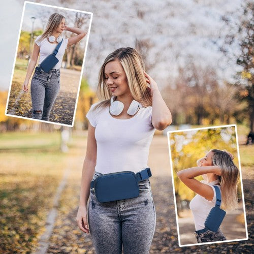 L2337 - Miss Lulu Lightweight Stylish Water-Resistant Casual Bum Bag - Navy | Neil's Luggage Store