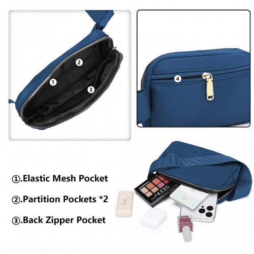L2337 - Miss Lulu Lightweight Stylish Water-Resistant Casual Bum Bag - Navy | Neil's Luggage Store