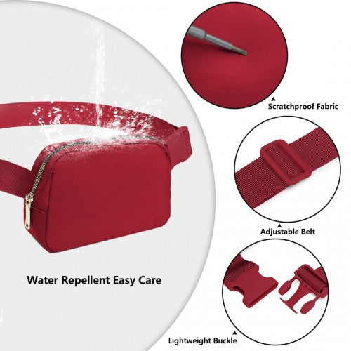 L2337 - Miss Lulu Lightweight Stylish Water-Resistant Casual Bum Bag - Burgundy | Neil's Luggage Store