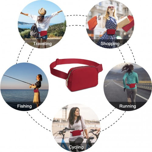 L2337 - Miss Lulu Lightweight Stylish Water-Resistant Casual Bum Bag - Burgundy | Neil's Luggage Store