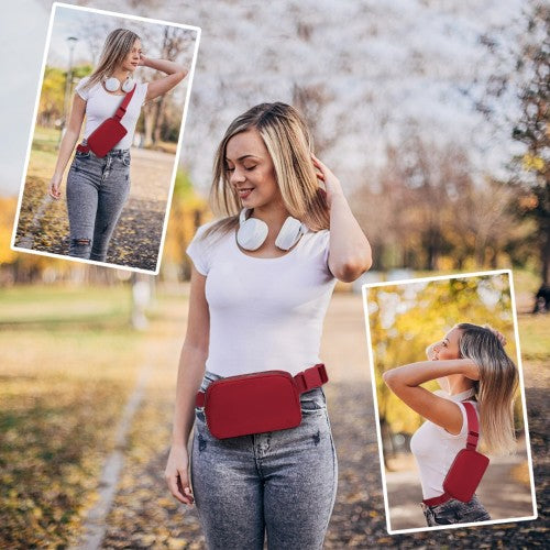 L2337 - Miss Lulu Lightweight Stylish Water-Resistant Casual Bum Bag - Burgundy | Neil's Luggage Store