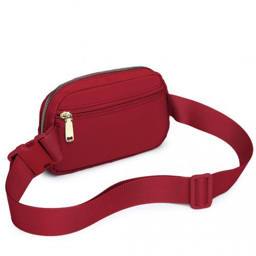 L2337 - Miss Lulu Lightweight Stylish Water-Resistant Casual Bum Bag - Burgundy | Neil's Luggage Store