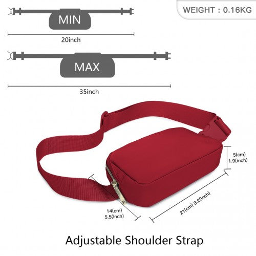 L2337 - Miss Lulu Lightweight Stylish Water-Resistant Casual Bum Bag - Burgundy | Neil's Luggage Store