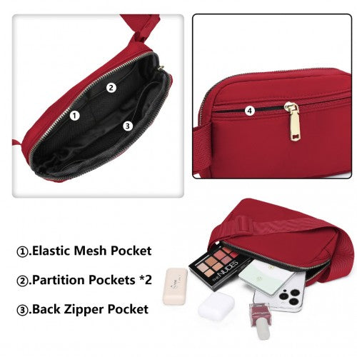 L2337 - Miss Lulu Lightweight Stylish Water-Resistant Casual Bum Bag - Burgundy | Neil's Luggage Store