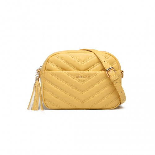 LA2119-1 - Miss LuLu Lightweight Quilted Leather Cross body Bag - Yellow | Neil's Luggage Store