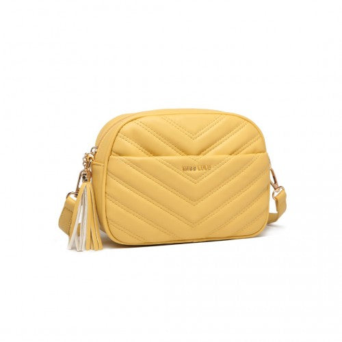 LA2119-1 - Miss LuLu Lightweight Quilted Leather Cross body Bag - Yellow | Neil's Luggage Store