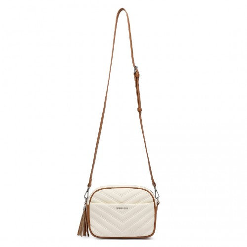 LA2119 - Miss LuLu Lightweight Quilted Leather Cross body Bag - Beige And Brown | Neil's Luggage Store